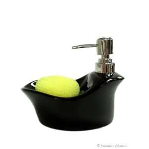  Black Kitchen Soap Pump Dispenser & Sponge Holder