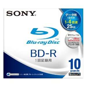  Sony Blu ray Disc BD R 25GB 4x Speed for DATA   Wide 