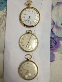 solid 14k gold pocket watches ( 2 Waltham, and 1 Lord Elgin)  
