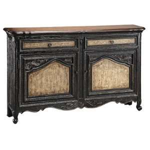 Narrow Sideboard In Textured Black and Tan 