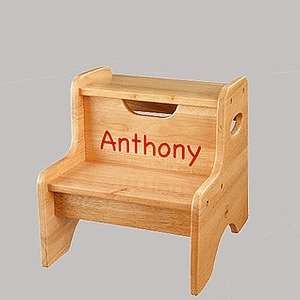 Personalized kids wooden two step stool   natural Personalization By 