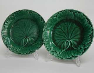 Antique Wedgwood Green Cabbage Leaf Pair Plates  