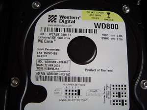 WESTERN DIGITAL WD800BB 00FJA0 FW/13.03G13 80GB IDE HD/ 718037103938 