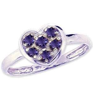   Gem Studded Sweet Heart Promise Ring Iolite, size8.5 diViene Jewelry