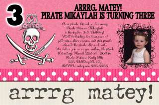 Pirate Thank You Card or Birthday Party Invitations  