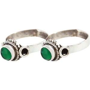 Green Onyx Toe Rings (Price Per Pair)   Sterling Silver 