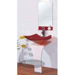  Red Pedestal Stand Glass Vessel Sink Vanity Mirror 92 