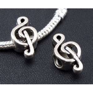 Musical Note Antique Silver Charm Bead for Bracelet or 