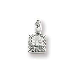   14k White Gold AA Quality Completed Vintage Diamond Pendant Jewelry