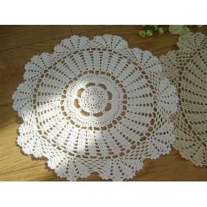  Handmade Crochet Round Doily/tray Cloth/placemat white
