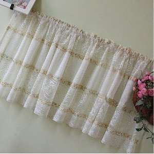    Elegant Creamy White All Lace Valance/cafe Cutrain