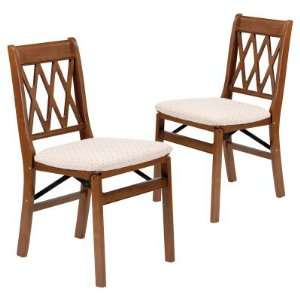  Stakmore Lattice Back Wood Folding Chairs with Upholstered 