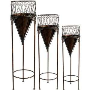  Wrought Iron Plant Holder Stand Set Of 3 Patio, Lawn 